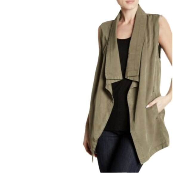 Artisan NY Green Collar Open Front Draped Vest M - Picture 1 of 6